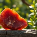 Karneol ásvány napsütésben, energiát és harmóniát hoz.