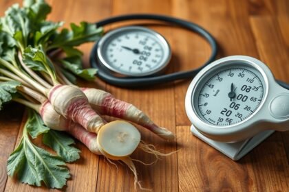 Torma gyökér és vérnyomásmérő készülék asztalon