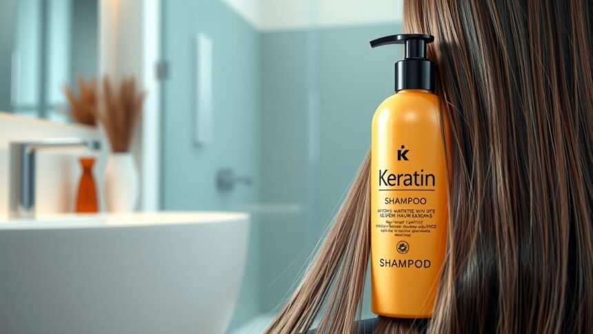 Keratinos sampon hajápoláshoz, fényes és erős hajért.