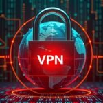 VPN zár a globális hálózaton, online adatvédelem és biztonság megjelenítése.