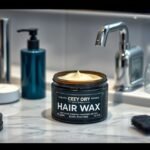 Hajformázó wax különböző stílusú termékek között a fürdőszobában.