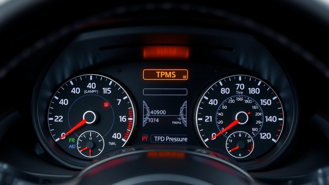 TPMS gumiabroncs-nyomás ellenőrző rendszer műszerfal képe