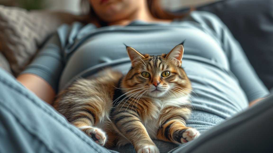 Macska dorombolása pihenés közben, stressz csökkentése