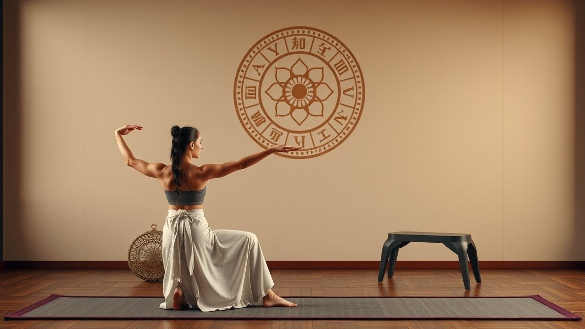 Nő meridián tornát végez a test és lélek harmóniájáért.