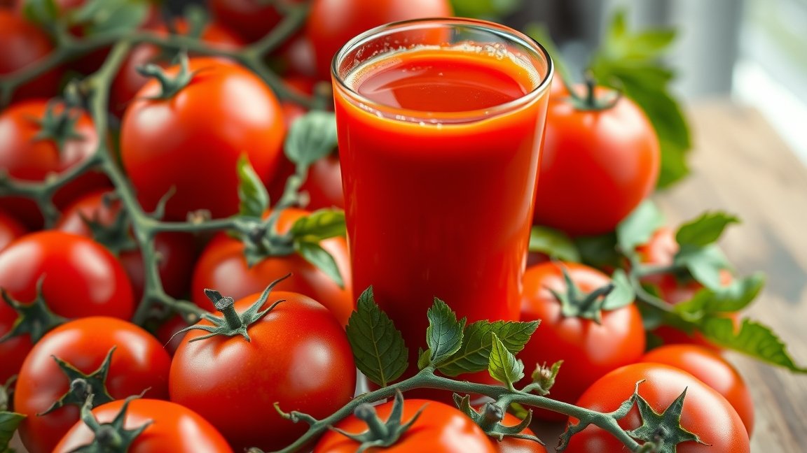 Friss paradicsomlé, tápanyagokban gazdag ital