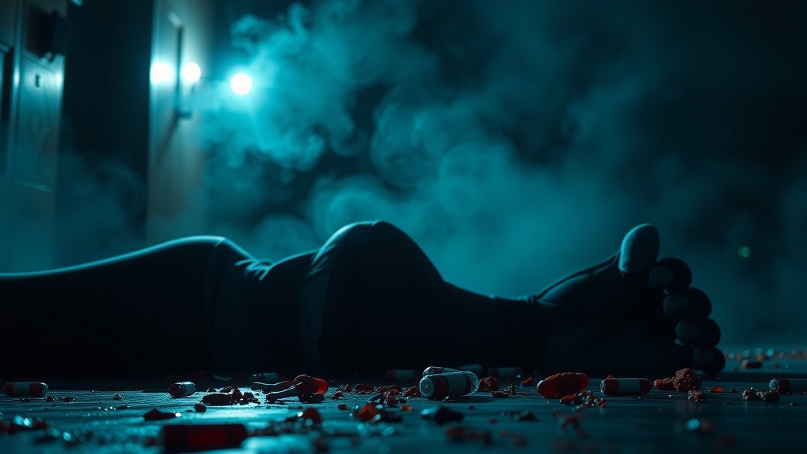 A GINA drog használatának következményei: egy emberi test a földön.