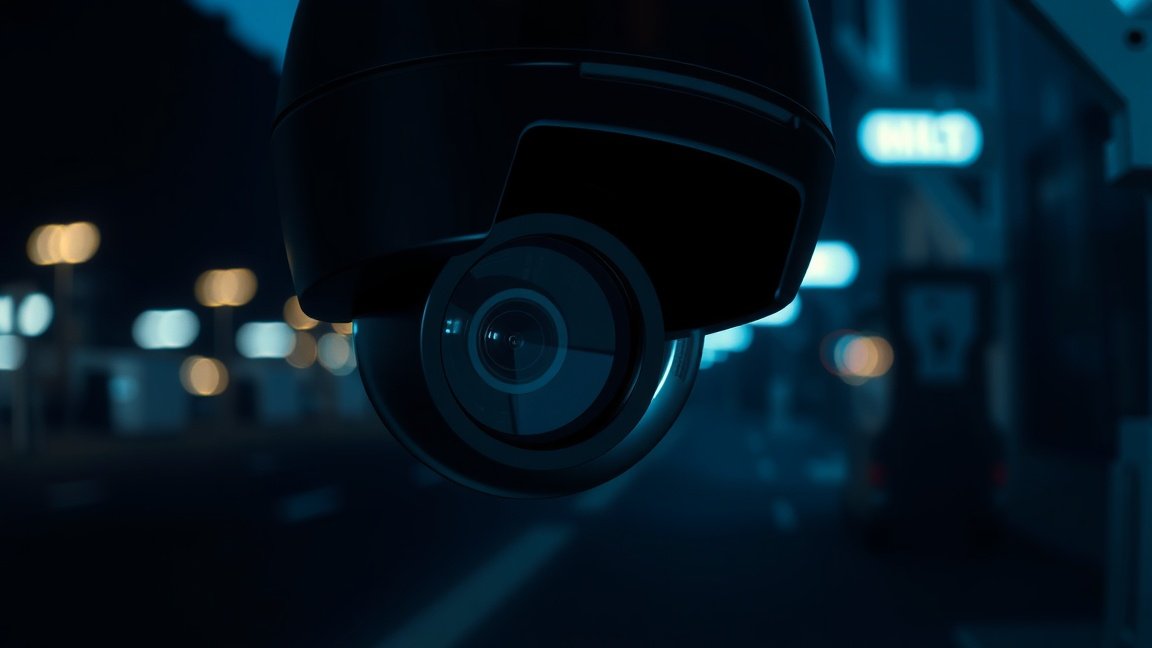 Éjjellátó Kamerák és Megfigyelés: A Láthatatlan Láthatóvá Tétele a Sötétben 1 Éjjellátó kamera sötét utcán, éjszakai megfigyeléshez.