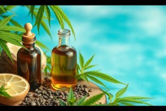 Hidegen sajtolt kendermagolaj palackok és kendermagok