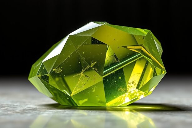 Peridot ásvány élénk zöld színnel, természetes kőgyógyászat