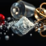 Kokain és egészségügyi eszközök a veszélyek bemutatására.