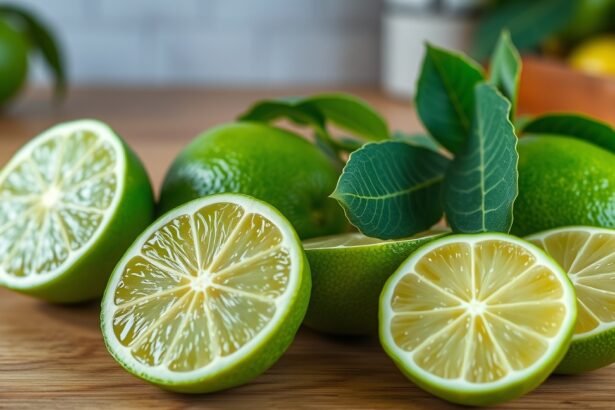 Friss lime-ok, vágott és egész, egészséges citrusfélék.