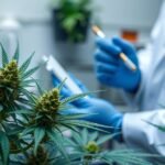 Orvosi kannabisz növények laboratóriumban orvosi és tudományos célokra.