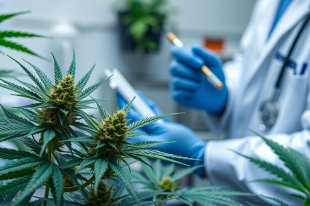Orvosi kannabisz növények laboratóriumban orvosi és tudományos célokra.
