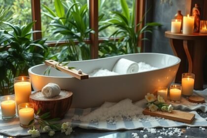 Epsom-sóval teli fürdő tökéletes relaxációhoz és wellnesshez.