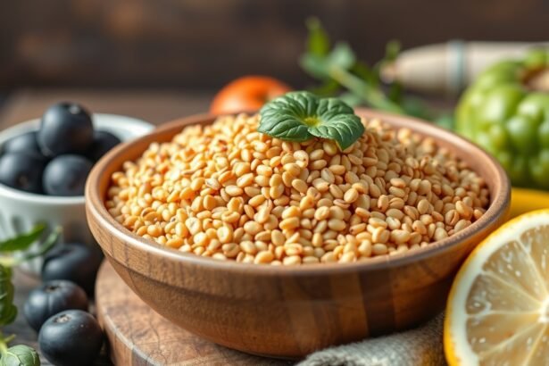 Köles tálban, friss zöldségekkel és gyümölcsökkel