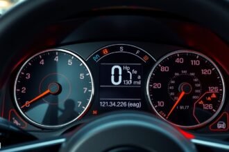 Autó műszerfal, fékfigyelmeztetések és egyéb jelek