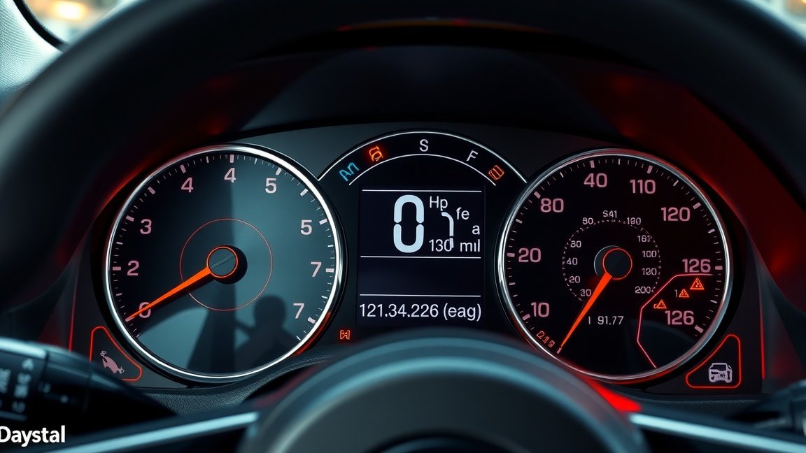 Autó műszerfal, fékfigyelmeztetések és egyéb jelek