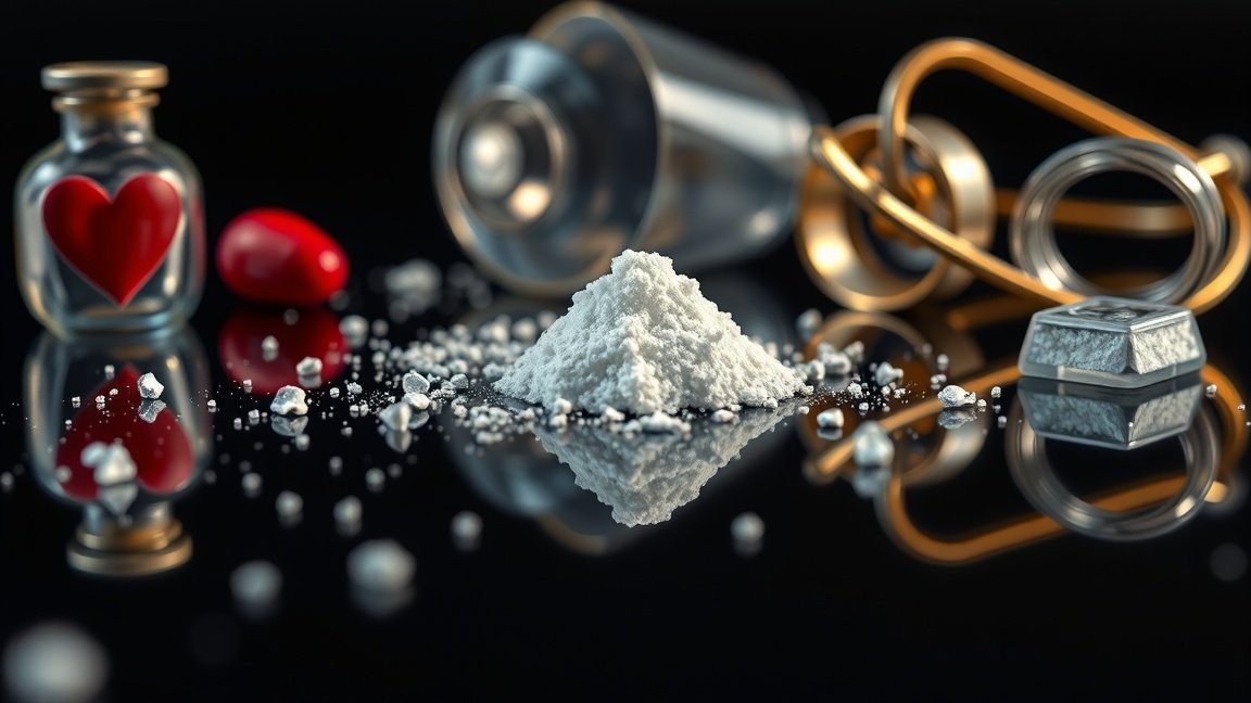 Egy gramm kokain: A függőség és veszélyek valódi arca, amit mindenkinek ismernie kell 1 Kokain és egészségügyi eszközök a veszélyek bemutatására.