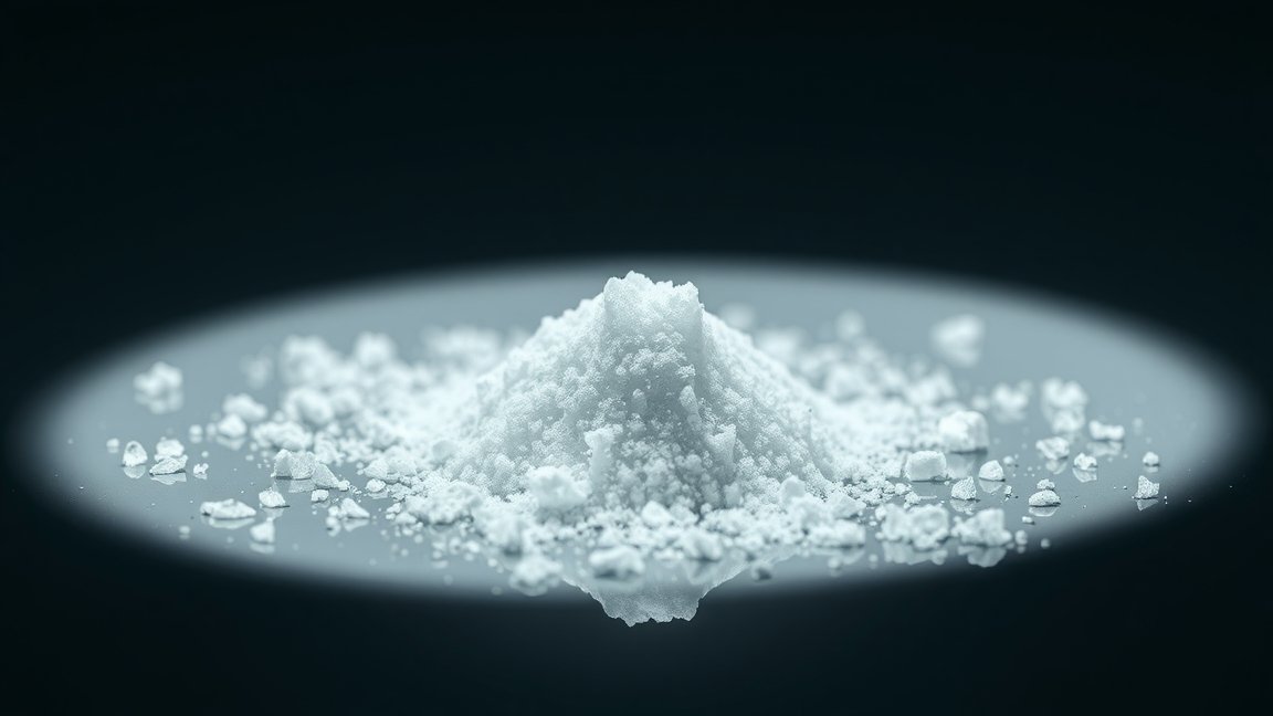 Egy gramm kokain, tükrözve a drog veszélyeit és függőségét.