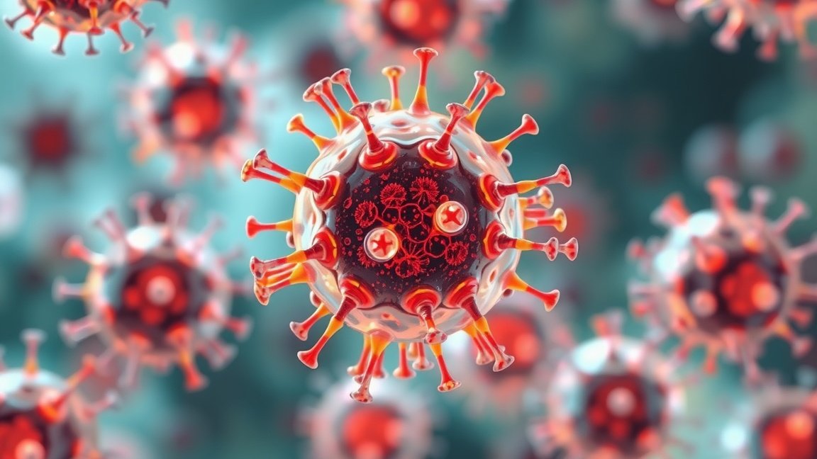 Vírusos részecskék mikroszkóp alatt, N-acetilcisztein és antioxidáns előnyök.