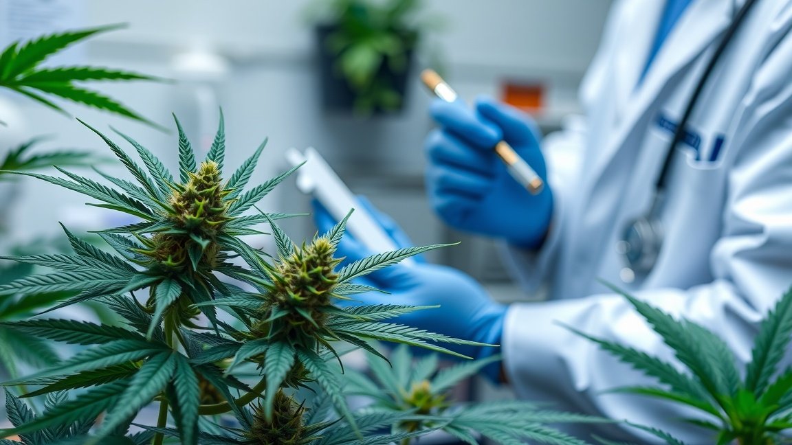 Orvosi kannabisz növények laboratóriumban orvosi és tudományos célokra.