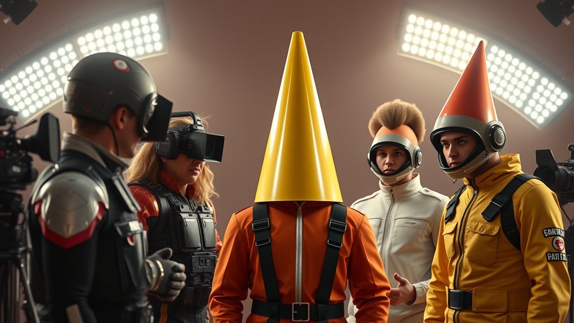 Csúcsfejek sorozat újraforgatásának szereplői jelmezekben