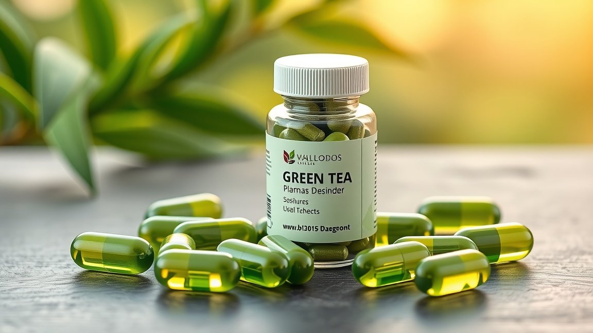 Zöld tea kapszulák, egészségügyi előnyökkel és táplálékkiegészítőként