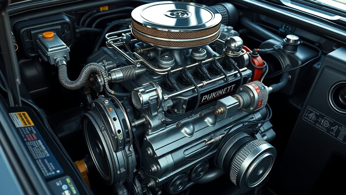 Modern belső égésű motor részletei a járműben