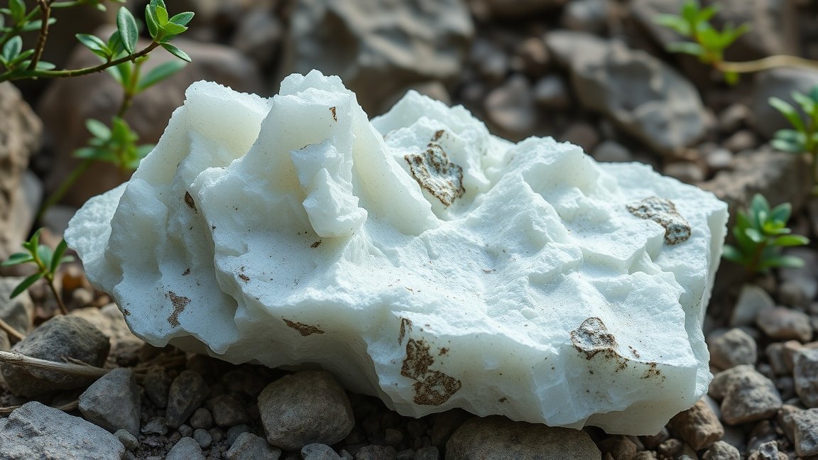 Magnezit kő természetes környezetben, ásványi formában.