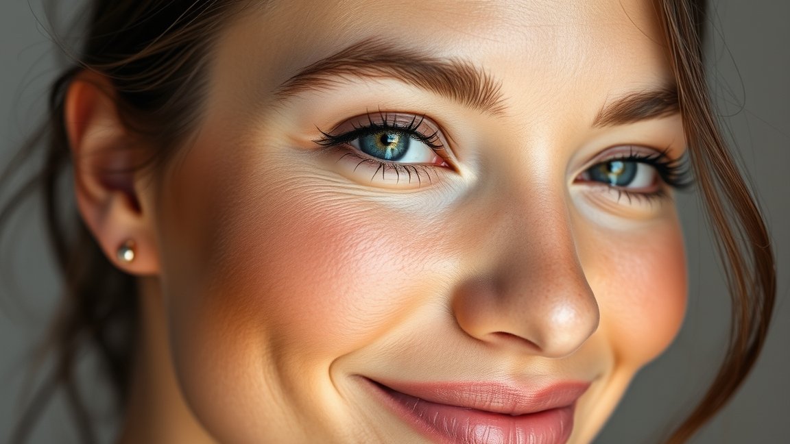 Fiatal nő egészséges bőrrel és természetes ragyogással.