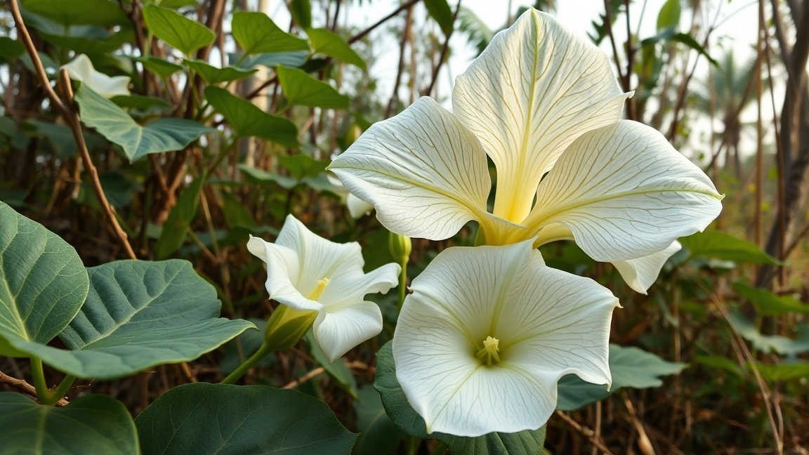 Csattanó maszlag virágai zöld levelek között, mérgező növény