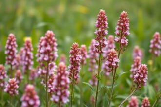 Vöröshere virágok a természetben, gyógynövényes alkalmazásra.