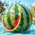 Friss görögdinnye vízcseppekkel, a hidratálás szimbóluma