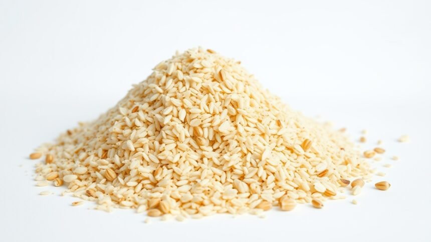 Útifűmaghéj halom, gazdag rostban és egészségügyi előnyökkel.