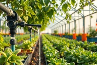 Csepptöltő rendszer üvegházban víztakarékos öntözéssel