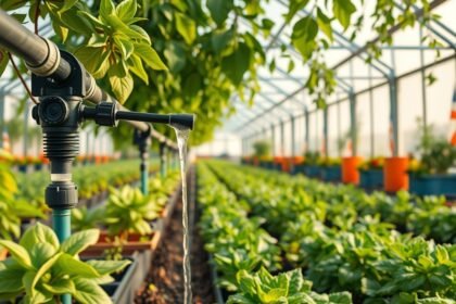Csepptöltő rendszer üvegházban víztakarékos öntözéssel