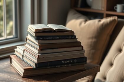 Összegyűjtött nyomtatott könyvek a fakanap alatt.