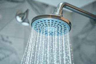 Modern spa zuhanyfej, klórmentes víz a frissítő élményért.