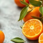 Friss mandarin gyümölcsök és levél, a tápláló emésztés támogatása érdekében