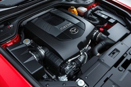 Mazda motor a Skyactiv technológiával, üzemanyag-hatékonyság és teljesítmény.