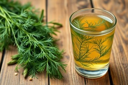 Dillszár és dill tea pohárban, természetes emésztéstámogató