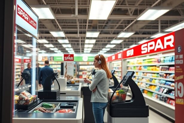 Önkiszolgáló kassza használata a SPARban vásárlás közben.