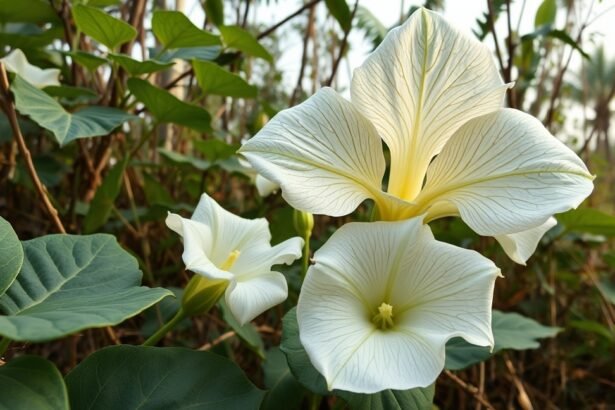 Csattanó maszlag virágai zöld levelek között, mérgező növény
