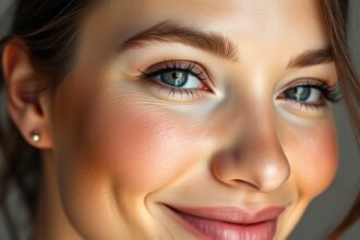 Fiatal nő egészséges bőrrel és természetes ragyogással.