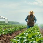 Mezőgazdasági munkás glifozát tartalmú növények között