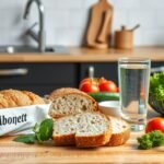 Abonett kenyér és friss zöldségek egészséges étkezéshez