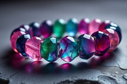 Színes turmalin karkötő, energia és egészség védelmében.