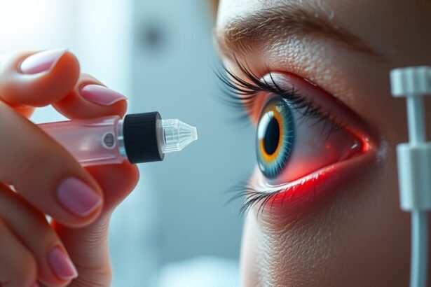 Pupillatágító szemcsepp alkalmazása orvosi kezelés során.