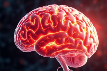 Digitális ábrázolás az emberi kisagyról, kiemelve a neuronális aktivitást.