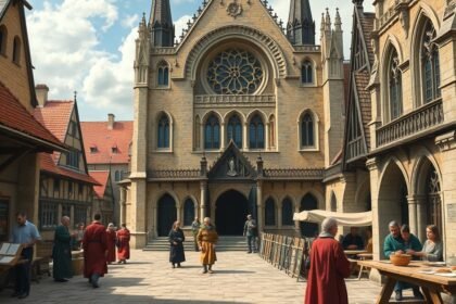 Középkori tér az egyház és a művelődés középpontjában.